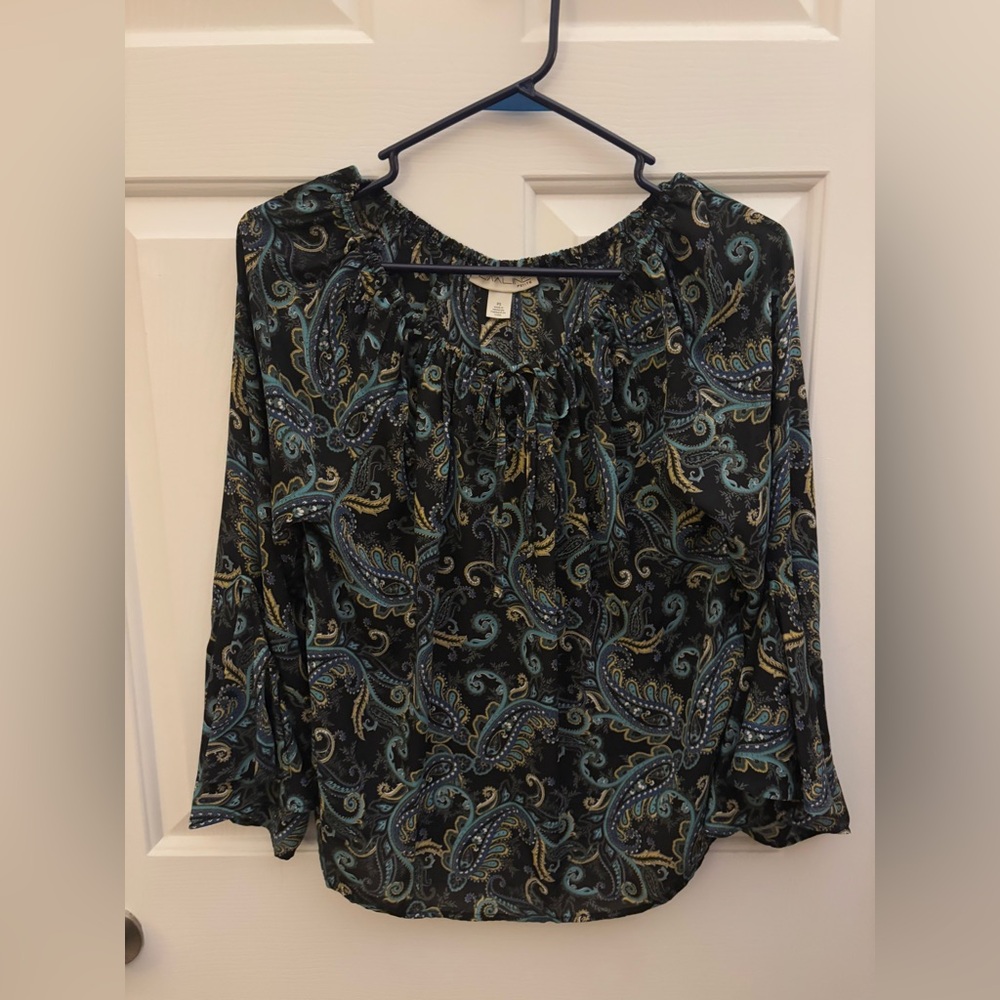 🎆5 for $25 Paisley Print Boho Women's Top - Black and Blue